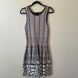 Issa London Black White Red Rayon Stretch Dress Size Large